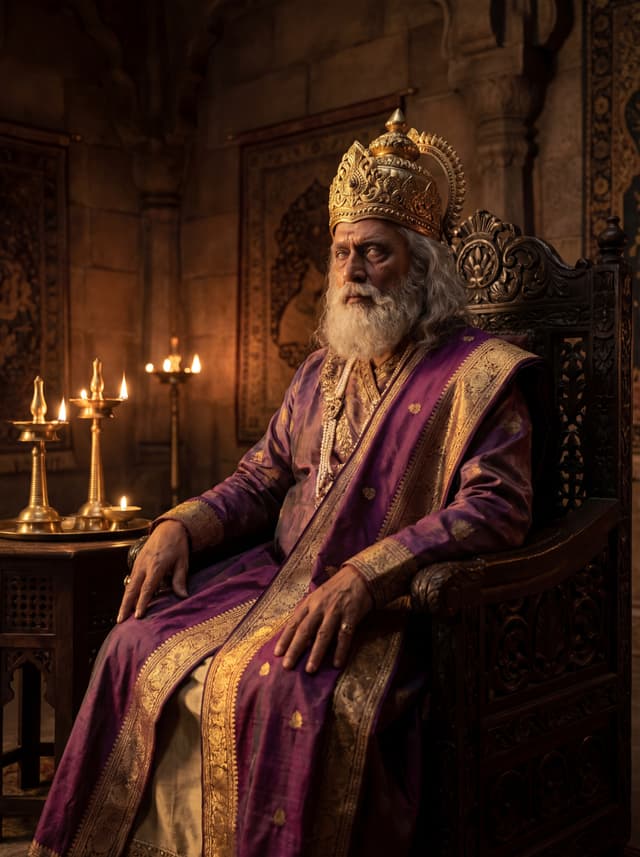 Dhritarashtra — The Blind King — Bhagavad Gita character portrait